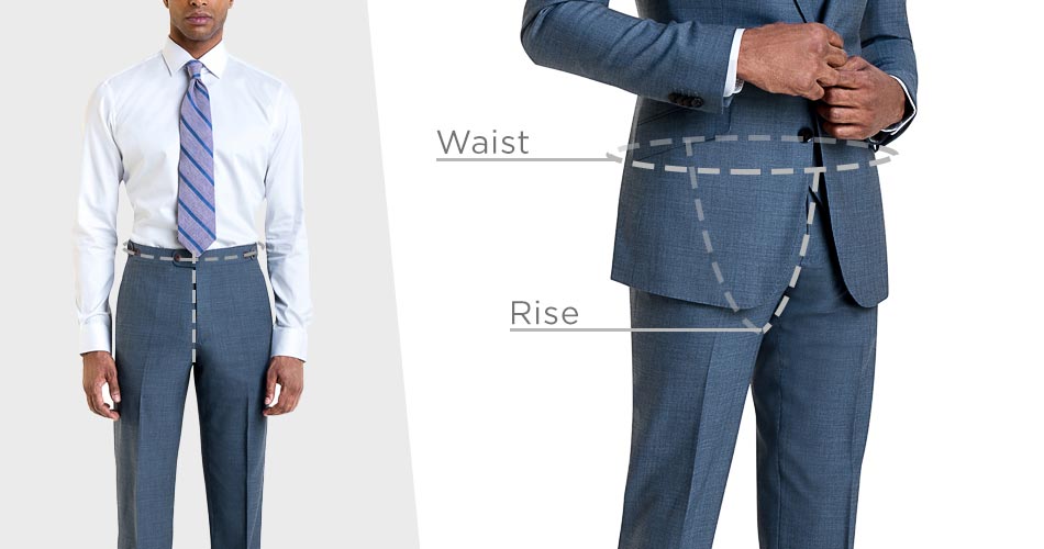 Blue dress pants that perfectly fit in the waist