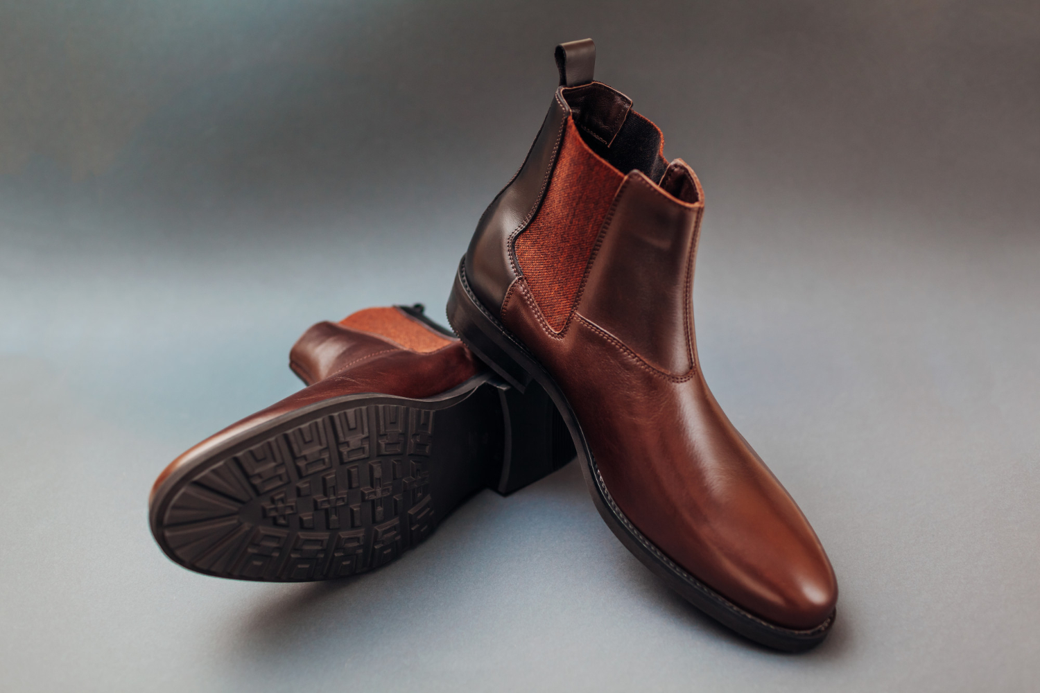 Brown leather Chelsea boots for men