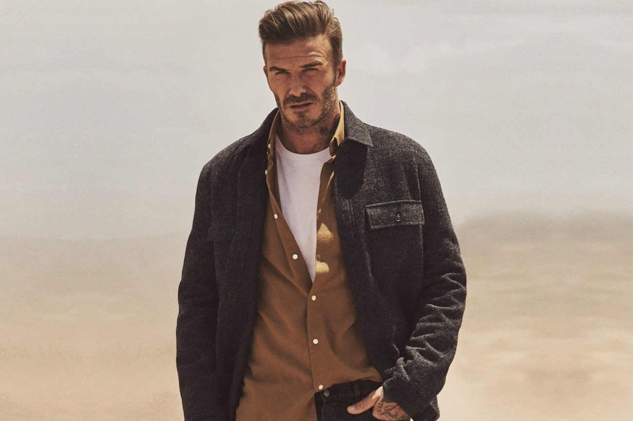 David Beckham wearing an overshirt