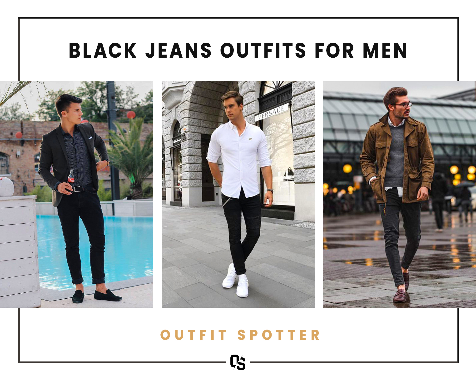 Different black jeans outfits for men