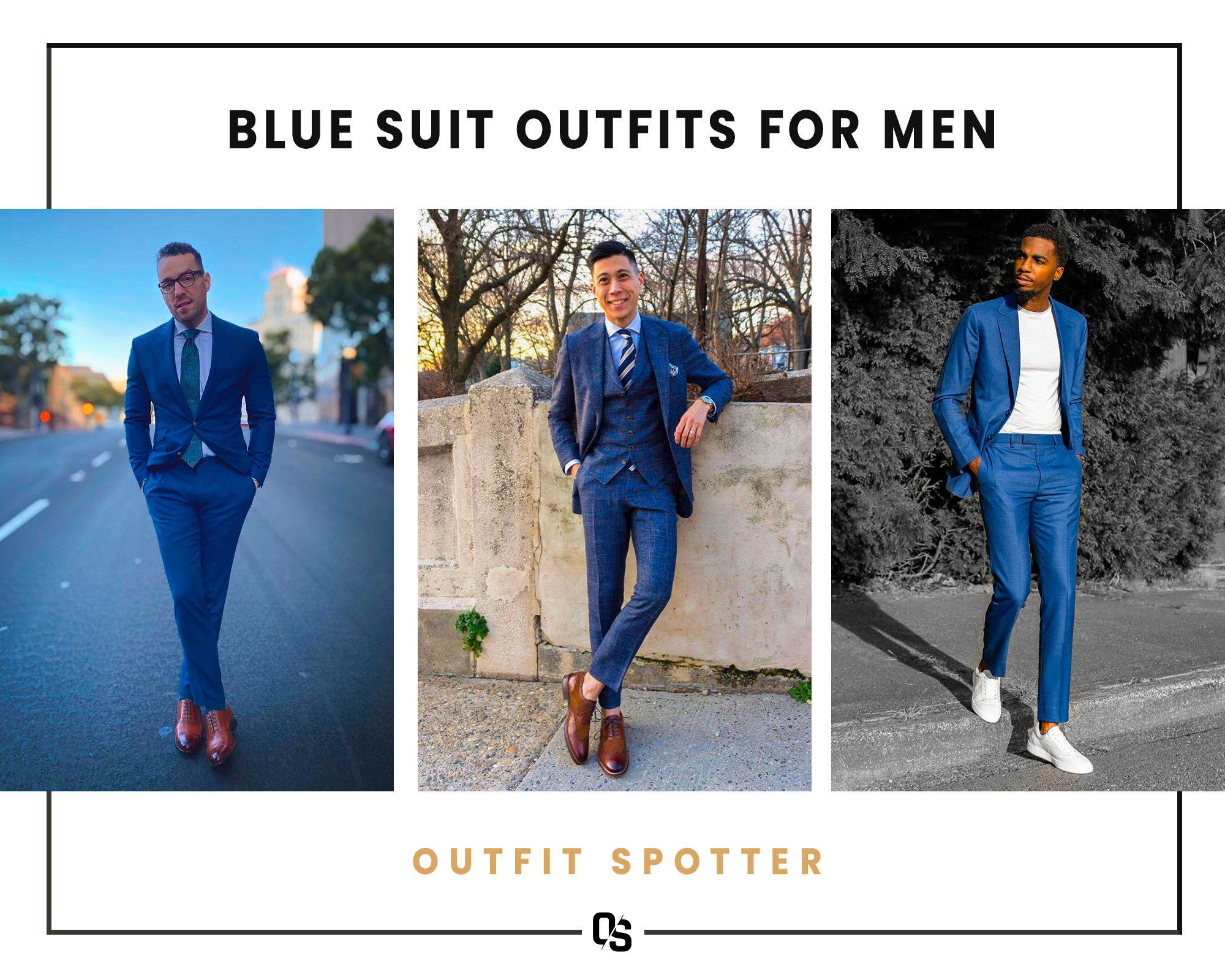 Different blue suit color combination outfits for men