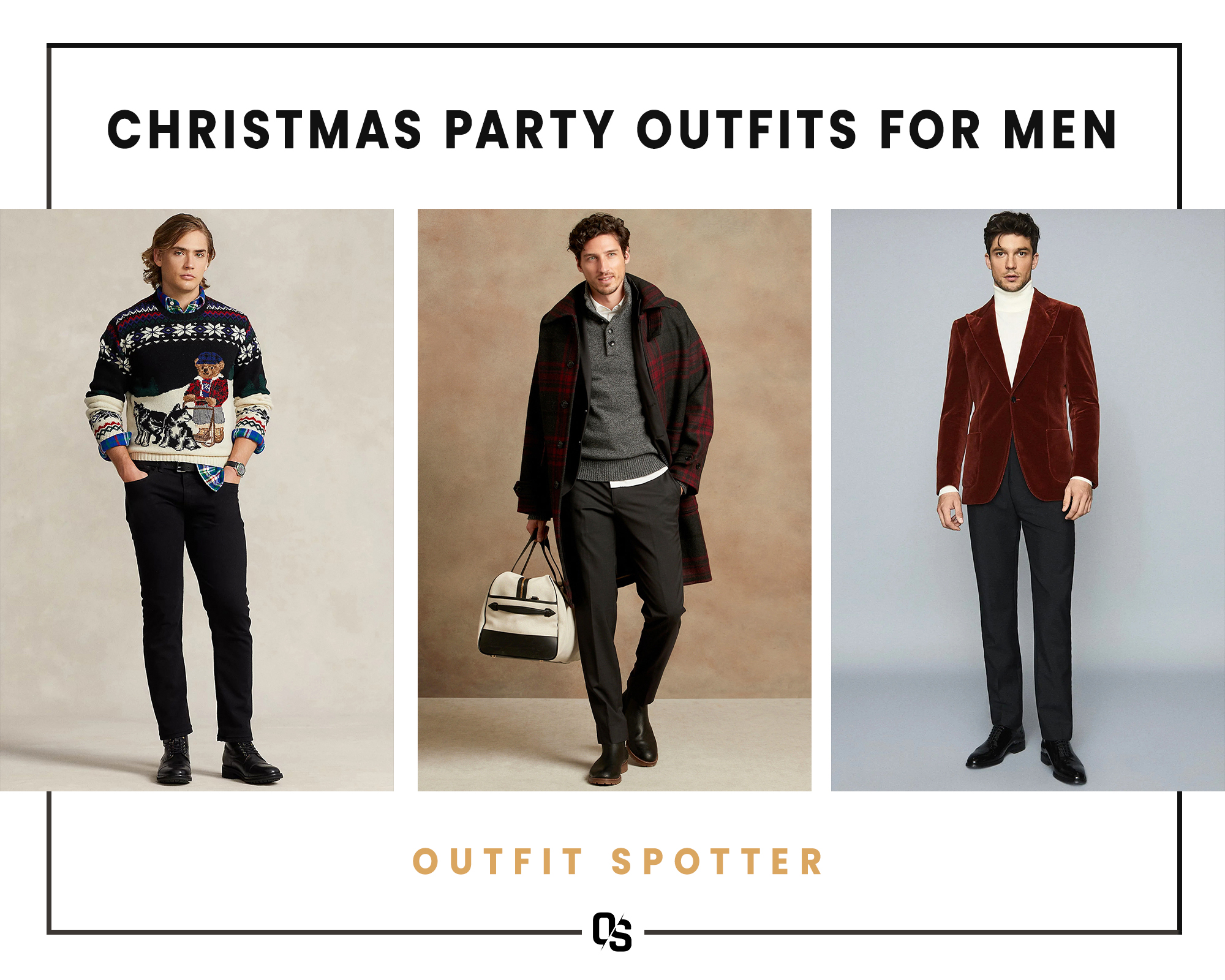 Different Christmas party outfits for men