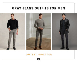 Different gray jeans outfits for men