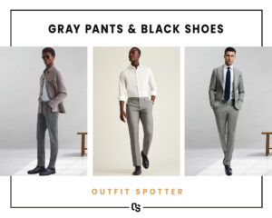 Different gray pants and black shoes outfits for men