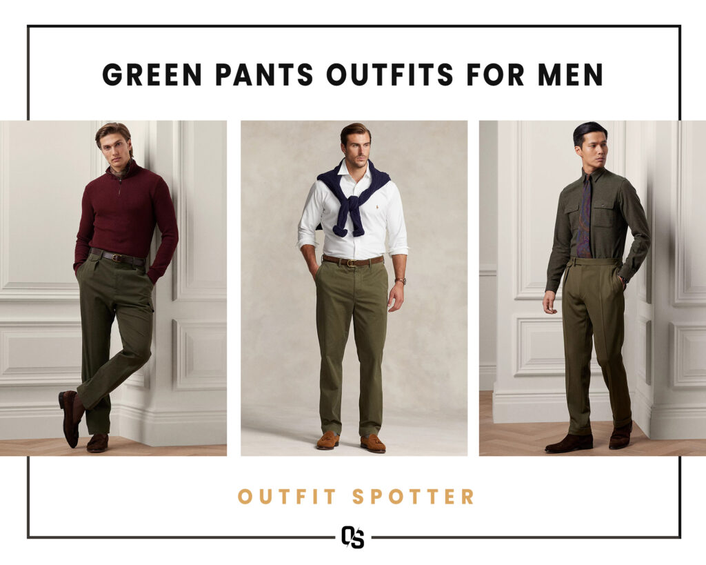 Different green pants outfits for men