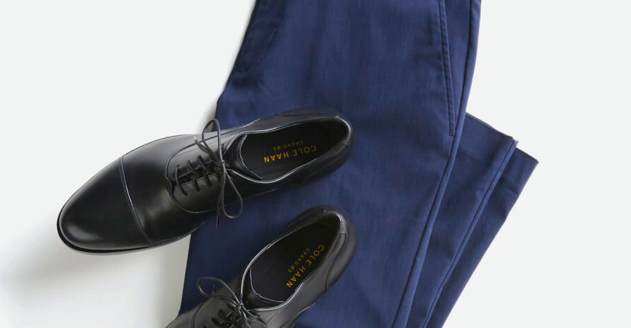 Navy pants and black shoes color matching
